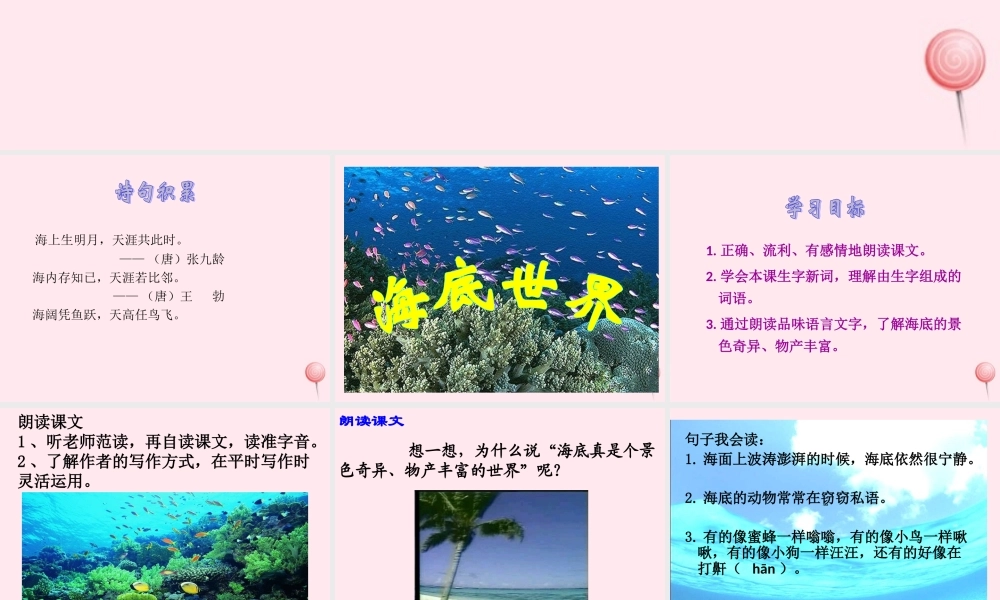 三年级语文下册 第七单元 23《海底世界》课堂教学课件1 新人教版-新人教版小学三年级下册语文课件