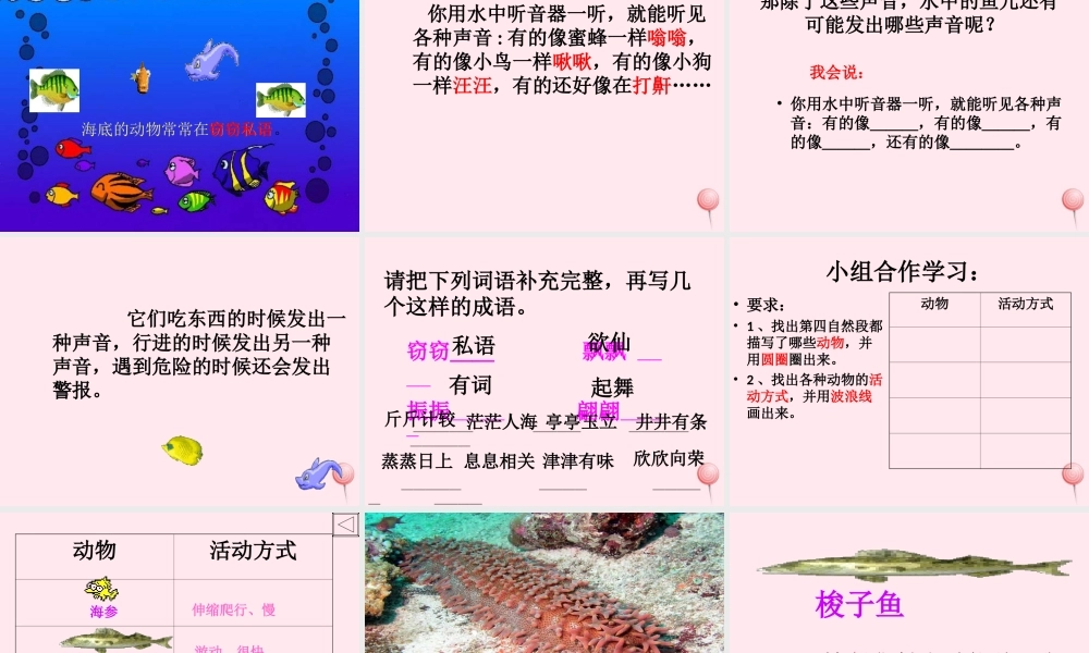 三年级语文下册 第七单元 23《海底世界》课堂教学课件2 新人教版-新人教版小学三年级下册语文课件