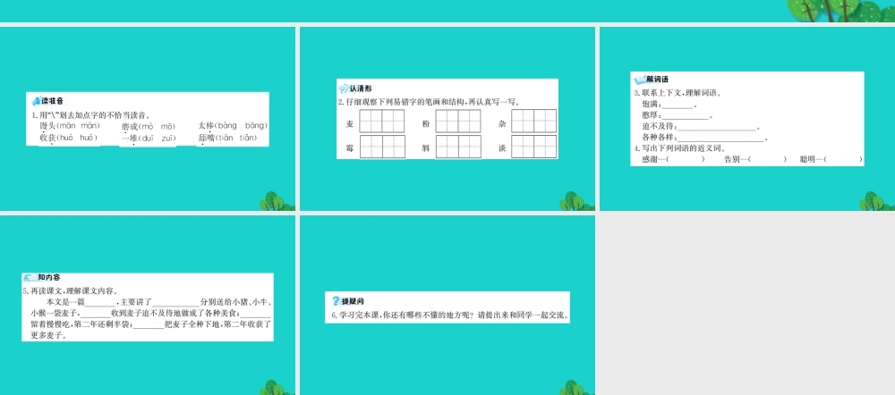 三年级语文下册 第二单元 4《三袋麦子》预习课件 苏教版-苏教版小学三年级下册语文课件