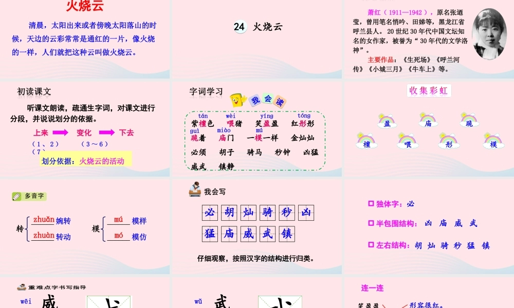三年级语文下册 第七单元 24 火烧云课件 新人教版-新人教版小学三年级下册语文课件