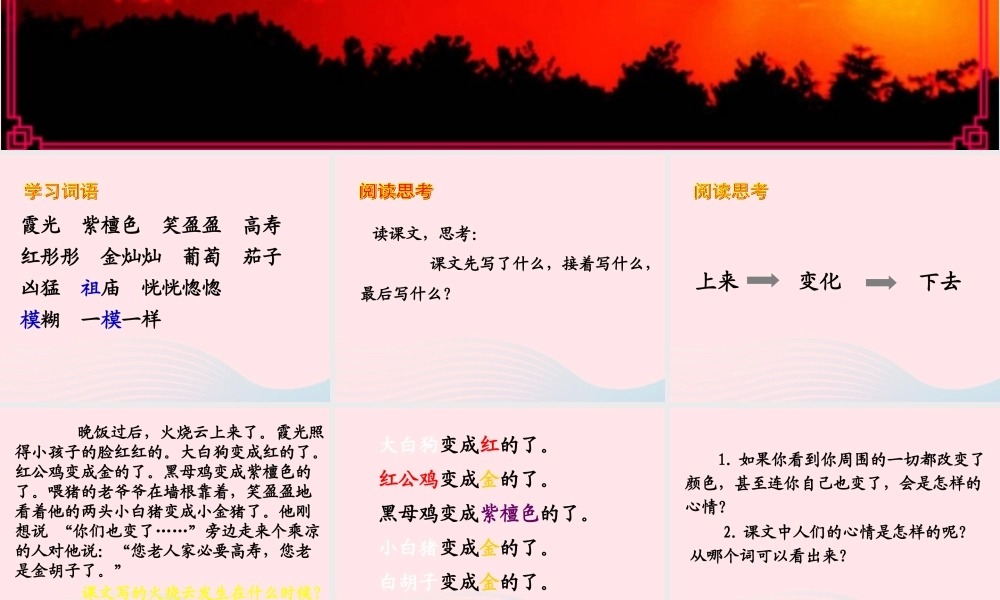 三年级语文下册 第七单元 24《火烧云》教学课件 新人教版-新人教版小学三年级下册语文课件