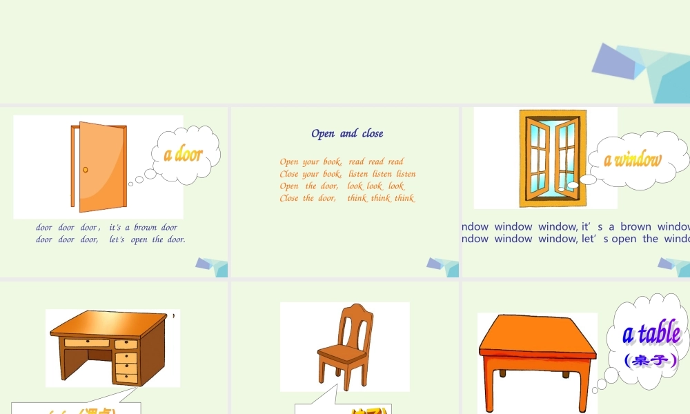 二年级英语上册 Unit 4 Clean the table , please课件 苏教牛津版-苏教牛津版小学二年级上册英语课件
