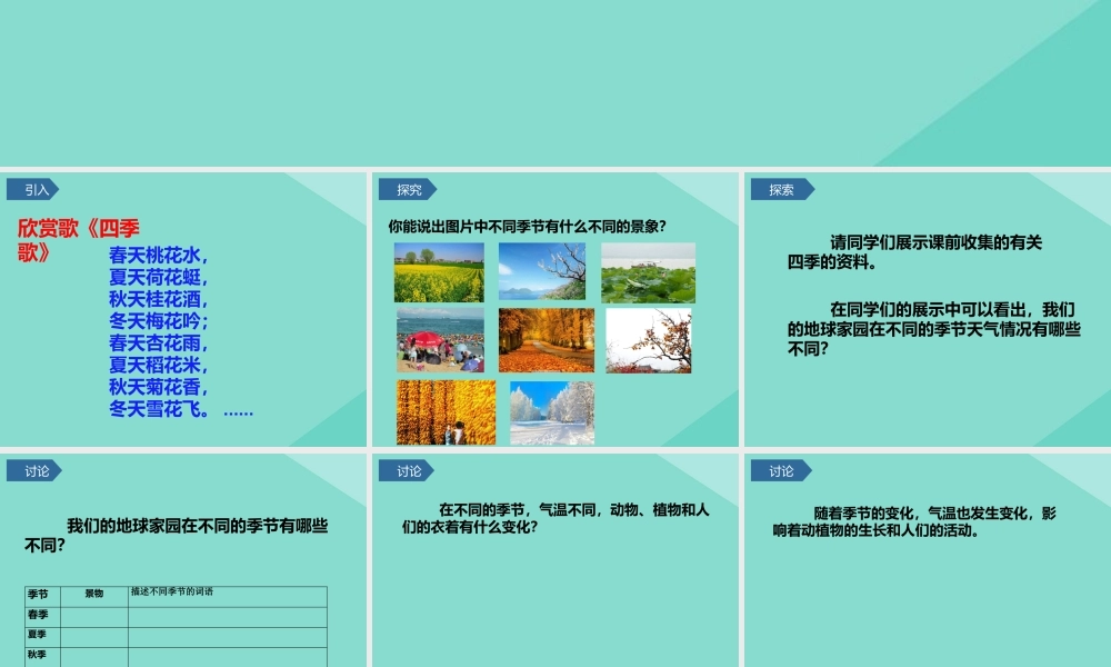 二年级科学上册 第1单元 我们的地球家园 6《不同的季节》课件 教科版-教科级上册自然科学课件