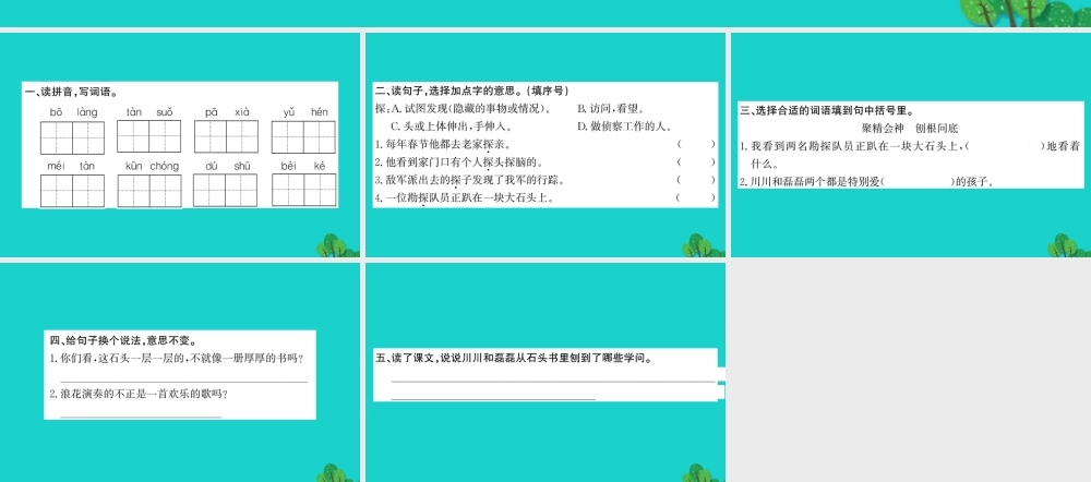 三年级语文下册 第六单元 19《石头书》作业课件 苏教版-苏教版小学三年级下册语文课件