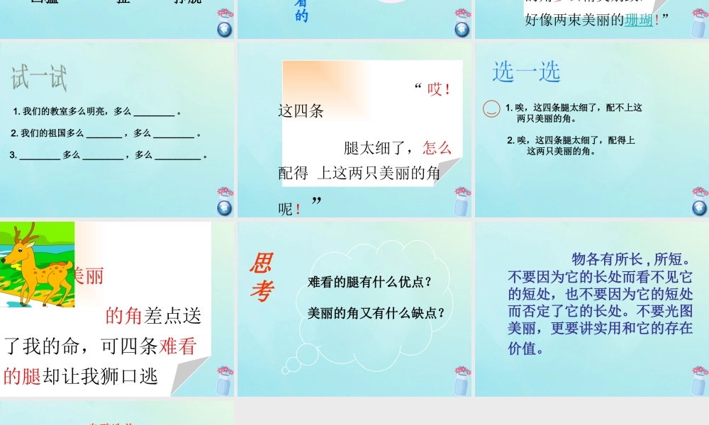 三年级语文下册 第二单元 7 鹿角和鹿腿教学课件 新人教版-新人教版小学三年级下册语文课件