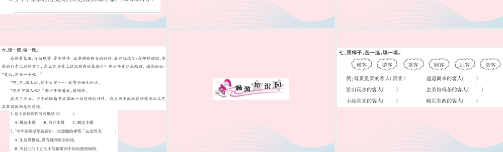 三年级语文下册 第七组 27 卖木雕的少年习题课件 新人教版-新人教版小学三年级下册语文课件