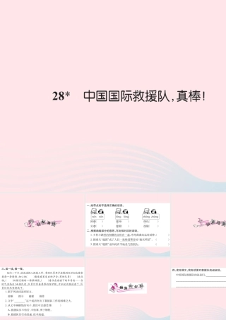 三年级语文下册 第七组 28 中国国际救援队 真棒习题课件 新人教版-新人教版小学三年级下册语文课件