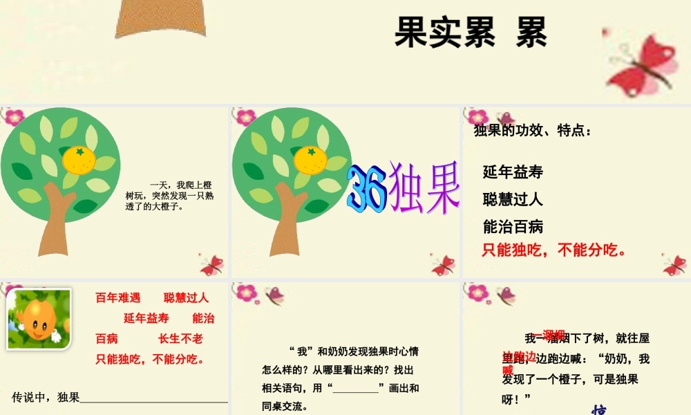 三年级语文下册 第8单元 36《独果》课件2 沪教版-沪教版小学三年级下册语文课件