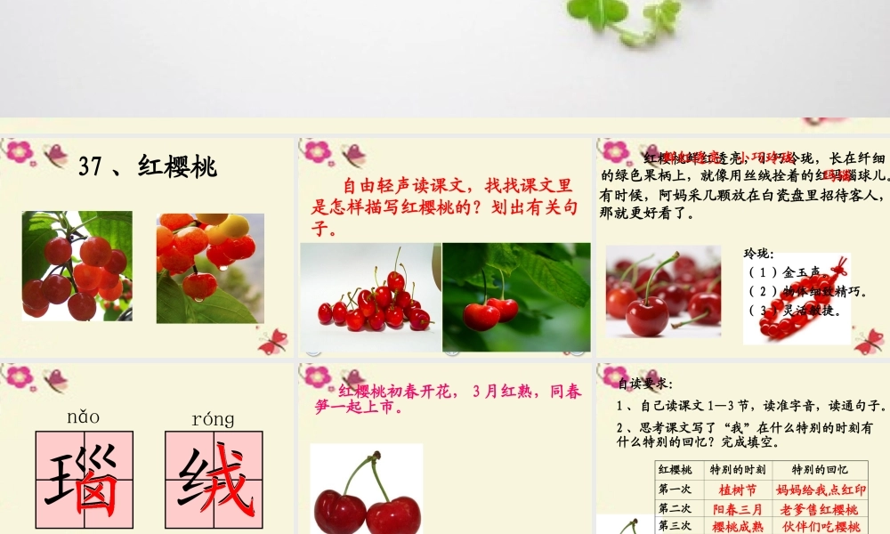 三年级语文下册 第8单元 37《红樱桃》课件5 沪教版-沪教版小学三年级下册语文课件