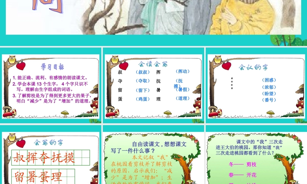 三年级语文下册 第三单元 9《剪枝的学问》教学课件 苏教版-苏教版小学三年级下册语文课件