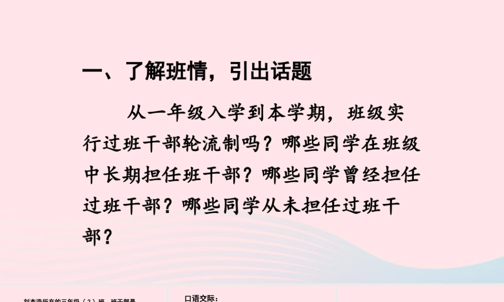三年级语文下册 第二单元《口语交际 该不该实行班干部轮流制》教学课件 新人教版-新人教版小学三年级下册语文课件