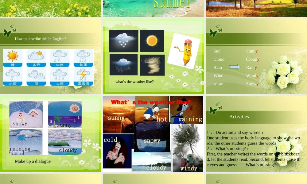 二年级英语下册 Module 1 Unit 1 What’s the weather like课件2 外研版（一起）-外研版小学二年级下册英语课件