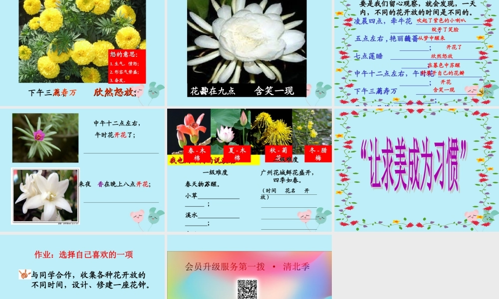 三年级语文下册 第四单元 13 花钟教学课件 新人教版-新人教版小学三年级下册语文课件