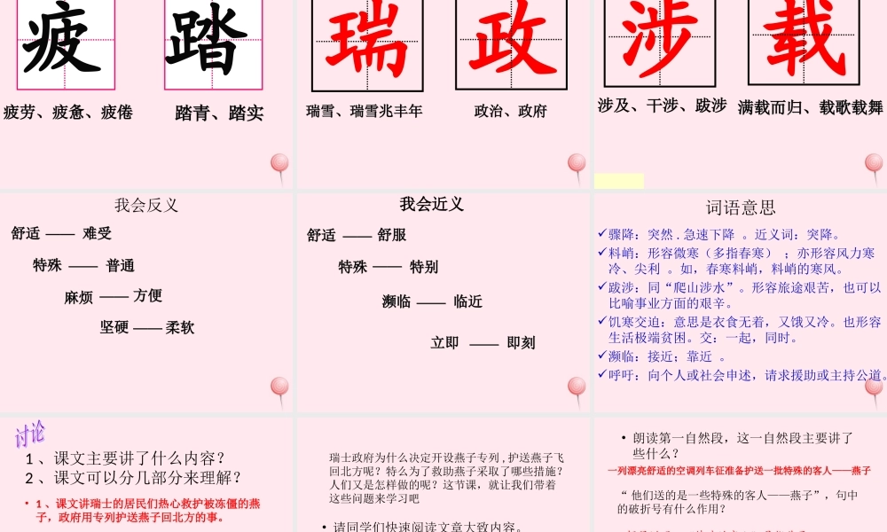 三年级语文下册 第二组 6《燕子专列》课堂教学课件1 新人教版-新人教版小学三年级下册语文课件
