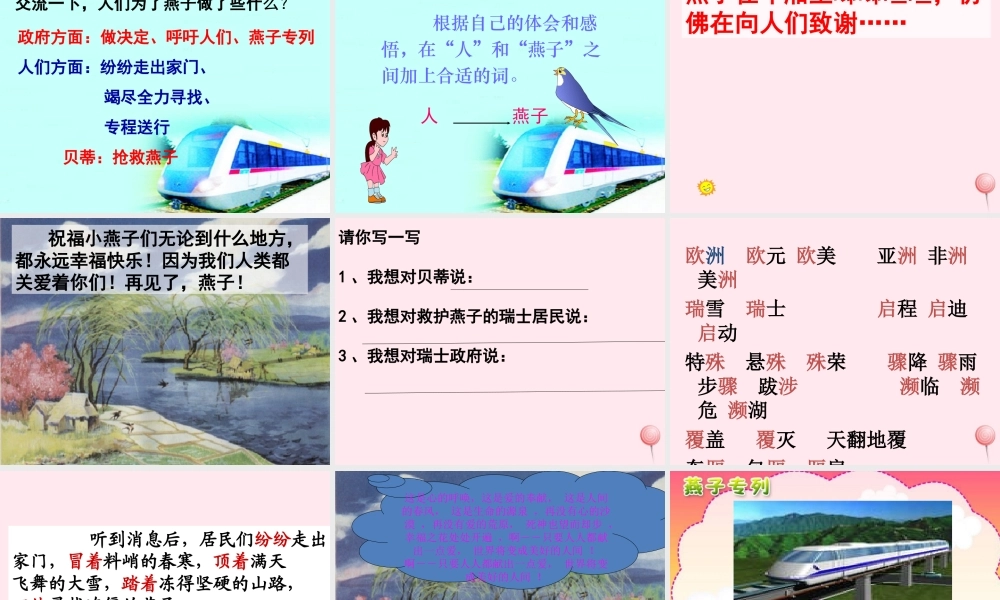 三年级语文下册 第二组 6《燕子专列》课堂教学课件2 新人教版-新人教版小学三年级下册语文课件