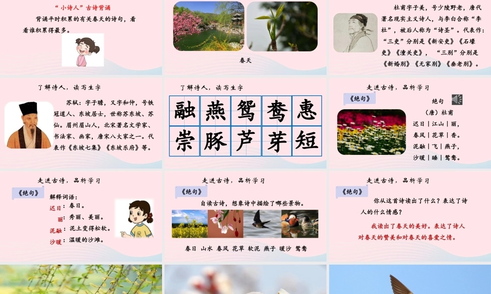 三年级语文下册 第一单元 1《古诗三首》优质课件（品析学习） 新人教版-新人教版小学三年级下册语文课件