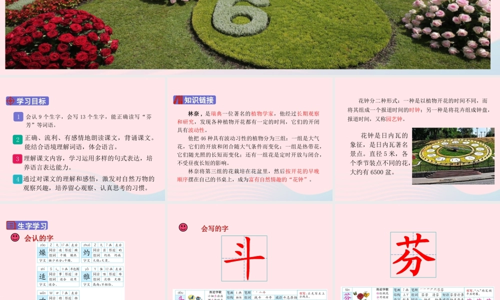 三年级语文下册 第四单元 13 花钟课件1 新人教版-新人教版小学三年级下册语文课件