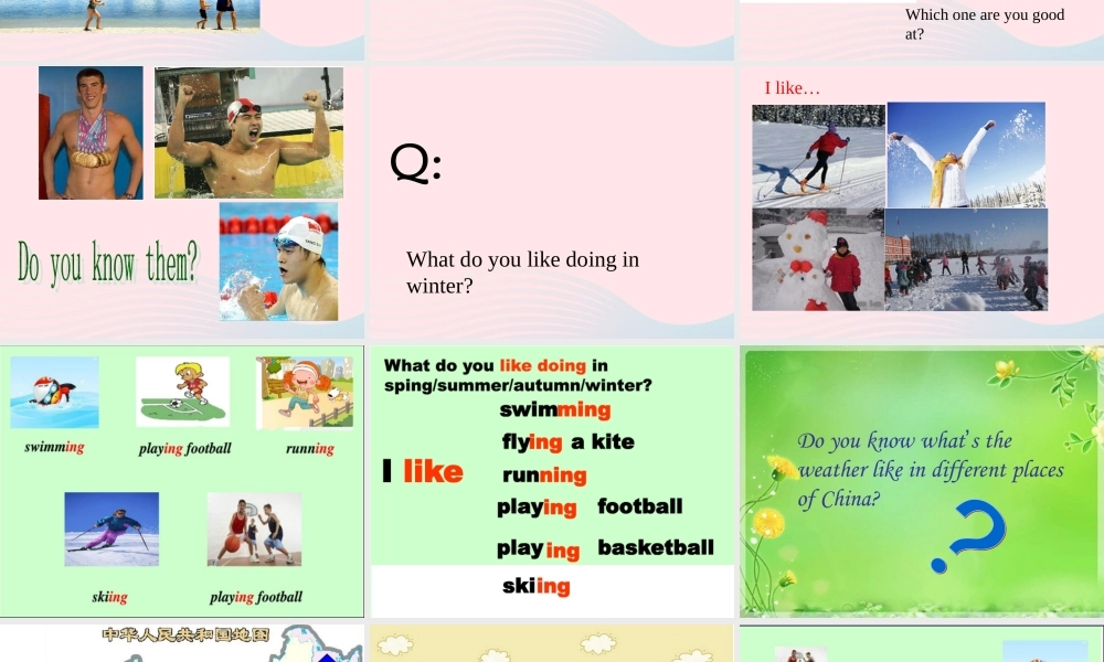 二年级英语下册 Module 1 Unit 2 I like swimming课件1 外研版（一起）-外研版小学二年级下册英语课件