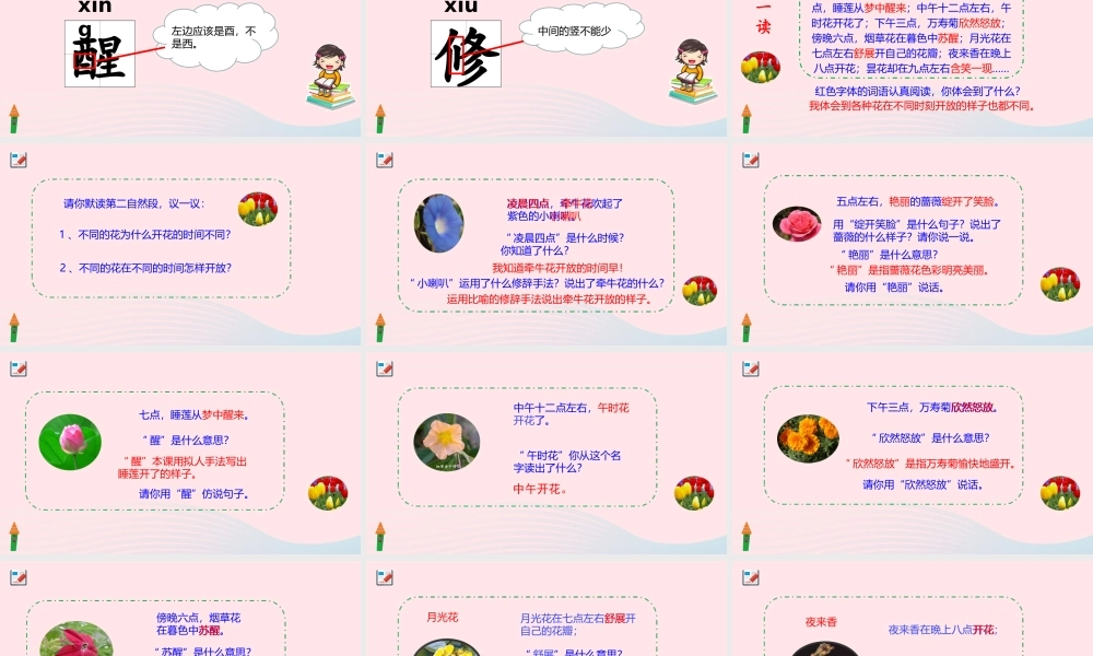 三年级语文下册 第四单元 13 花钟课件1 新人教版-新人教级下册语文课件