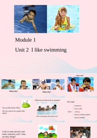 二年级英语下册 Module 1 Unit 2 I like swimming课件3 外研版（一起）-外研版小学二年级下册英语课件