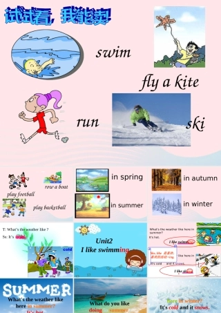 二年级英语下册 Module 1 Unit 2 I like swimming课件4 外研版（一起）-外研版小学二年级下册英语课件