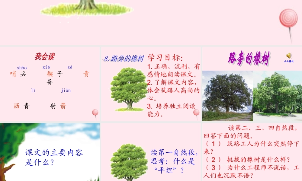 三年级语文下册 第二组 8《路旁的橡树》课堂教学课件1 新人教版-新人教版小学三年级下册语文课件