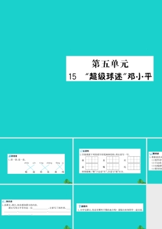 三年级语文下册 第五单元 15《超级球迷邓小平》预习课件 苏教版-苏教版小学三年级下册语文课件