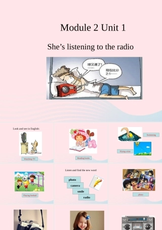 二年级英语下册 Module 2 Unit 1 She’s listening to the radio课件2 外研版（一起）-外研版小学二年级下册英语课件