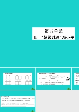 三年级语文下册 第五单元 15《超级球迷邓小平》作业课件 苏教版-苏教版小学三年级下册语文课件