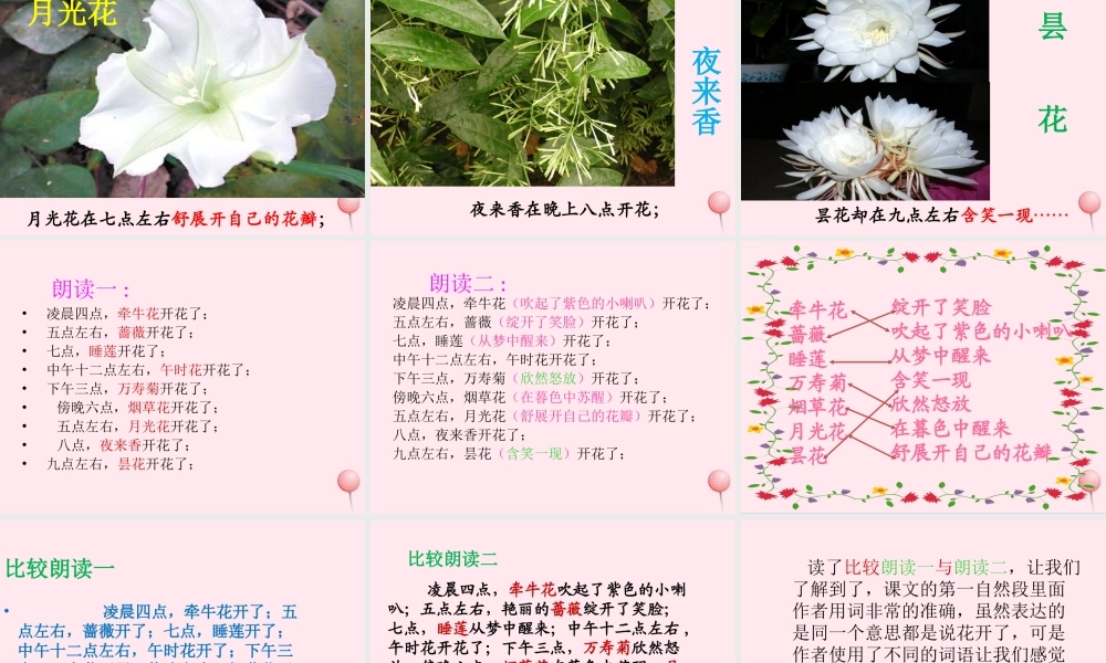 三年级语文下册 第四单元 13《花钟》课堂教学课件1 新人教版-新人教版小学三年级下册语文课件