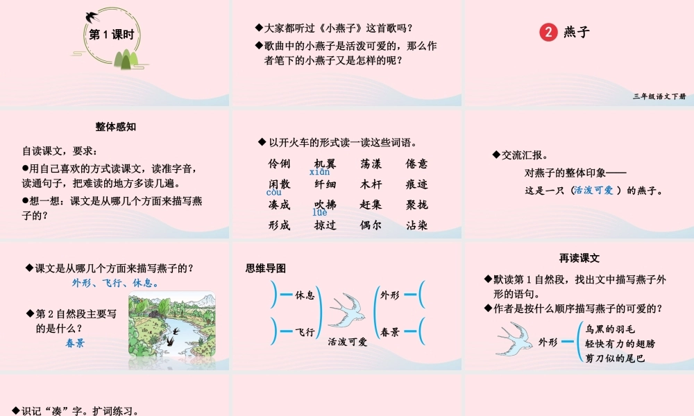 三年级语文下册 第一单元 2《燕子》教学课件 新人教版-新人教版小学三年级下册语文课件