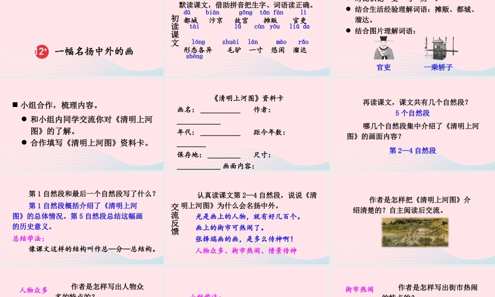 三年级语文下册 第三单元 12《一幅名扬中外的画》教学课件 新人教版-新人教版小学三年级下册语文课件