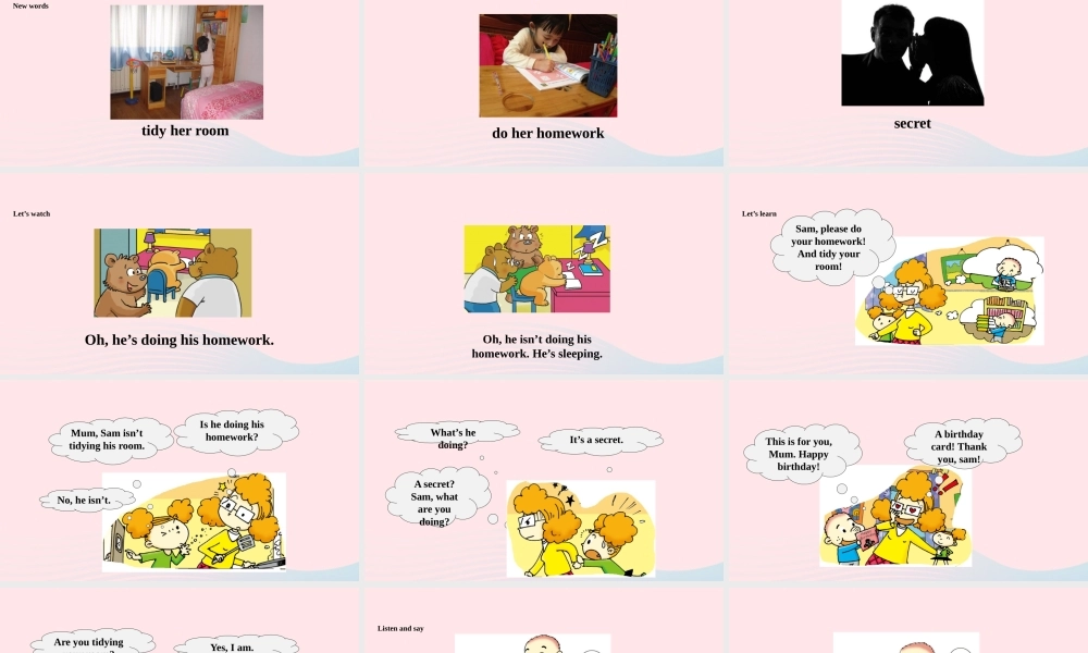 二年级英语下册 Module 3 Unit 1 Sam isn’t tidying his room课件 外研版（一起）-外研版小学二年级下册英语课件