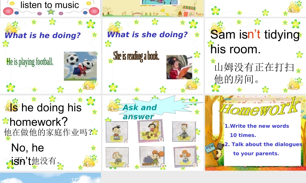 二年级英语下册 Module 3 Unit 1 Sam isn’t tidying his room课件2 外研版（一起）-外研版小学二年级下册英语课件