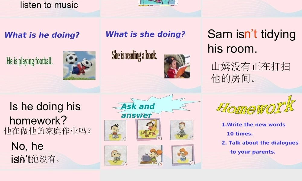 二年级英语下册 Module 3 Unit 1 Sam isn’t tidying his room课件3 外研版（一起）-外研版小学二年级下册英语课件