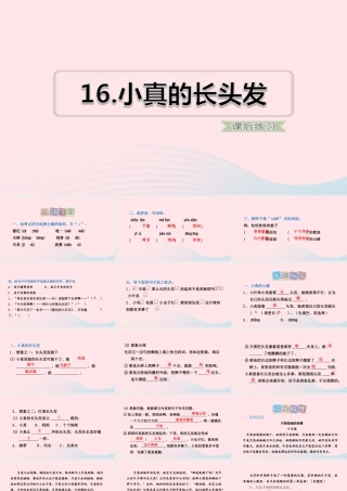 三年级语文下册 第五单元 16小真的长头发习题课件 新人教版-新人教版小学三年级下册语文课件