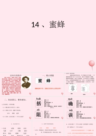 三年级语文下册 第四单元 14《蜜蜂》课堂教学课件2 新人教版-新人教版小学三年级下册语文课件