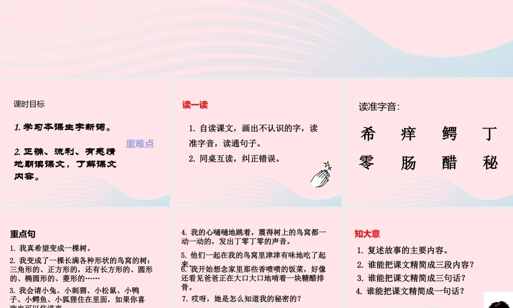 三年级语文下册 第五单元 17 我变成了一棵树（第1课时）课件 新人教版-新人教版小学三年级下册语文课件