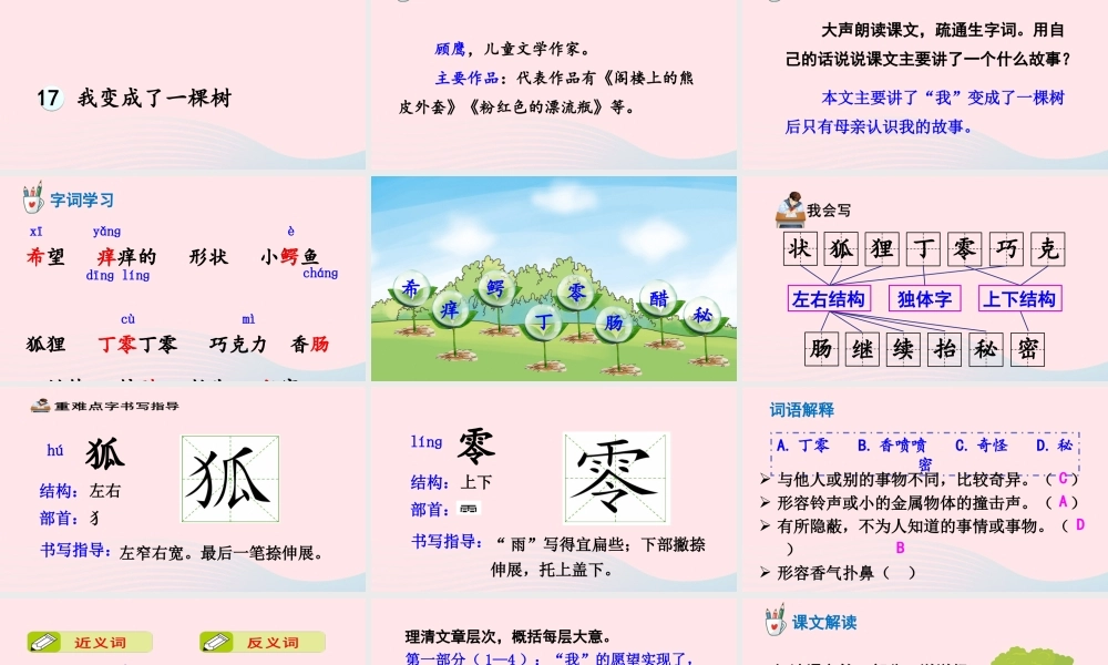 三年级语文下册 第五单元 17 我变成了一棵树课件 新人教版-新人教版小学三年级下册语文课件