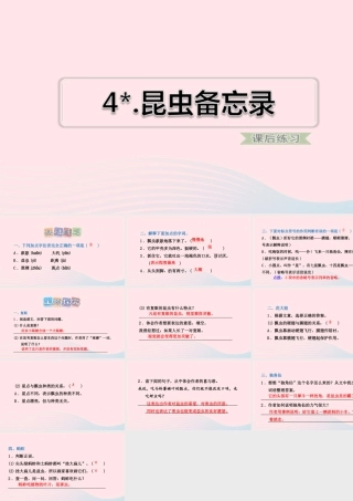 三年级语文下册 第一单元 4 昆虫备忘录习题课件 新人教版-新人教版小学三年级下册语文课件