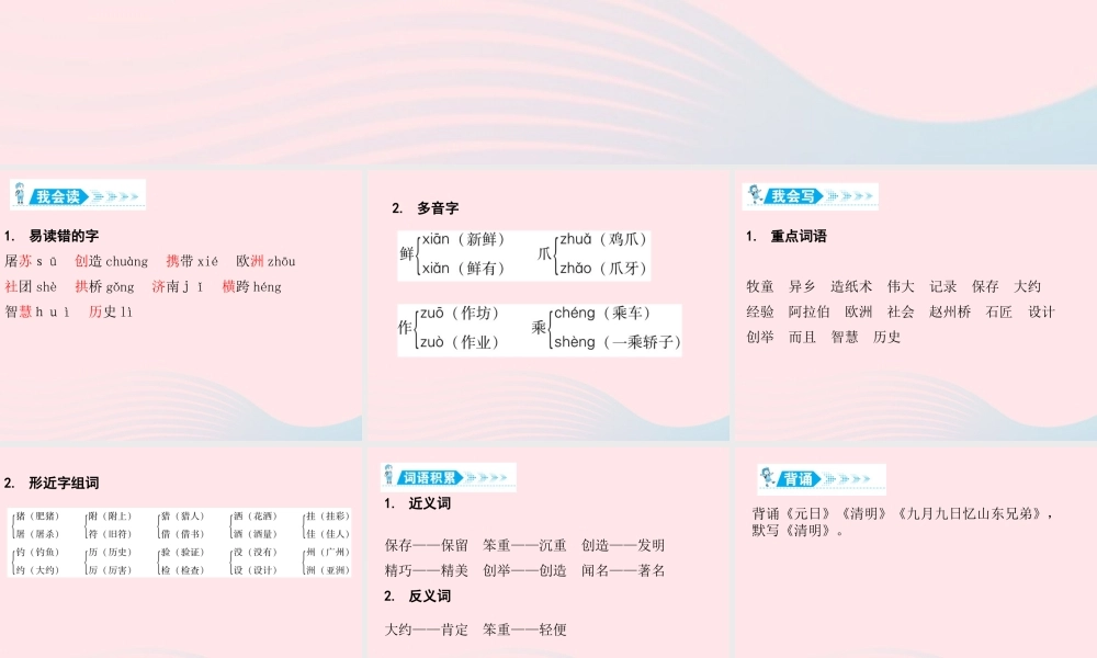 三年级语文下册 第三单元知识盘点课件 新人教版-新人教版小学三年级下册语文课件