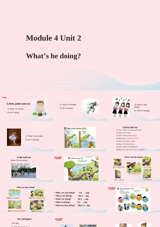 二年级英语下册 Module 4 Unit 2 What's he doing课件2 外研版（一起）-外研版小学二年级下册英语课件