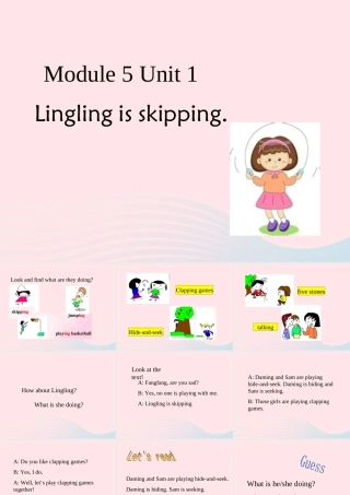 二年级英语下册 Module 5 Unit 1 Lingling is skipping课件1 外研版（一起）-外研版小学二年级下册英语课件