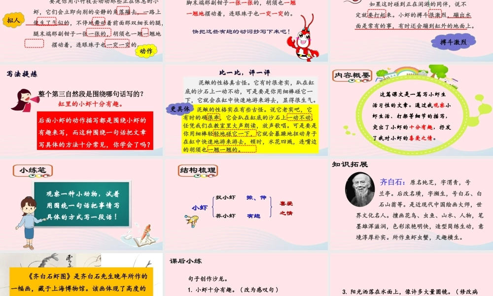 三年级语文下册 第四单元 15《小虾》课堂教学课件1 新人教版-新人教版小学三年级下册语文课件