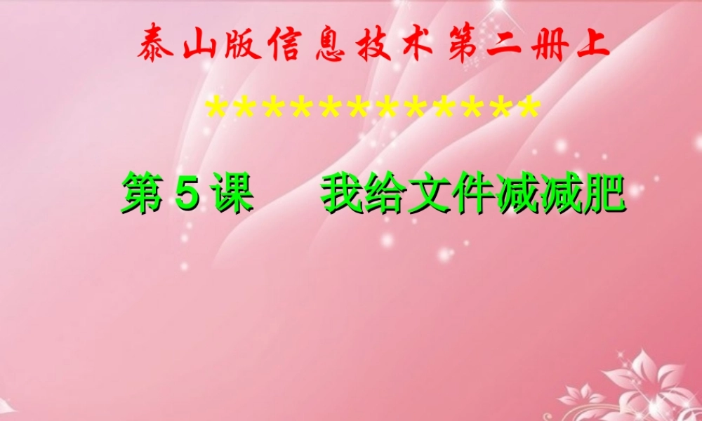 二年级信息技术上册 我给文件减减肥课件 泰山版