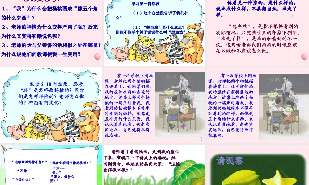 三年级语文下册 第三组 11《画杨桃》课堂教学课件1 新人教版-新人教版小学三年级下册语文课件