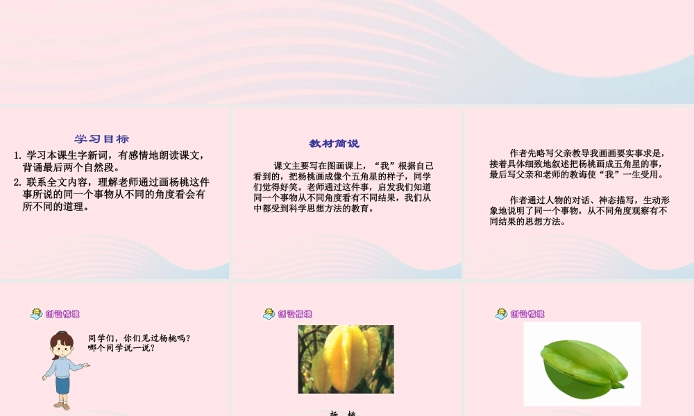 三年级语文下册 第三组 11《画杨桃》课堂教学课件3 新人教版-新人教版小学三年级下册语文课件