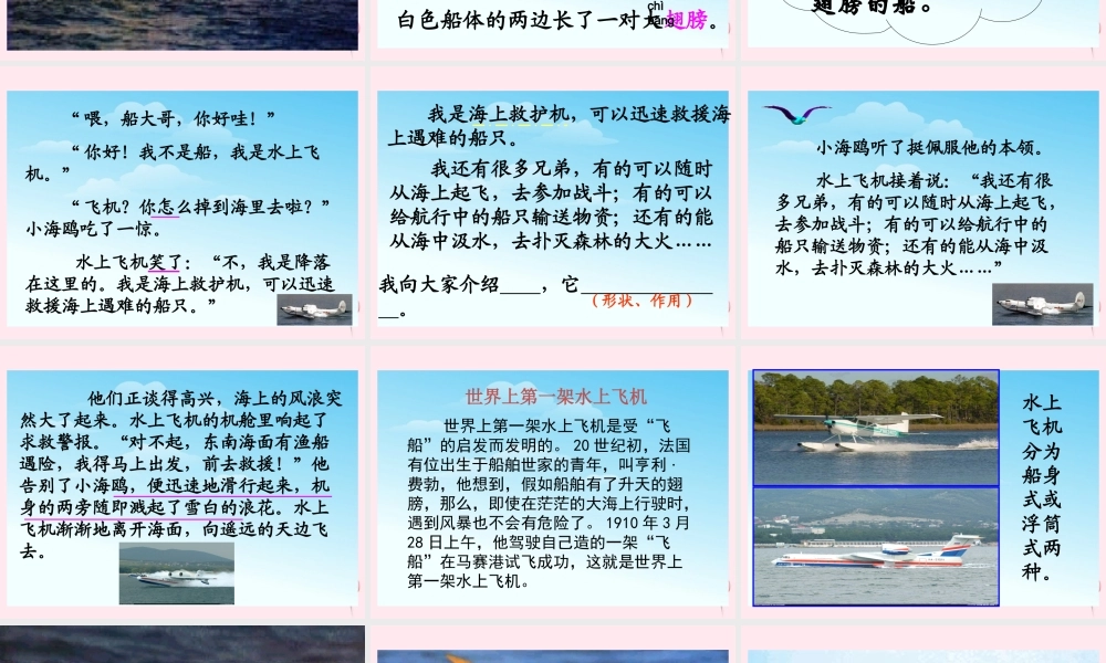 三年级语文下册 第五单元 第16课《水上飞机》课件 苏教版