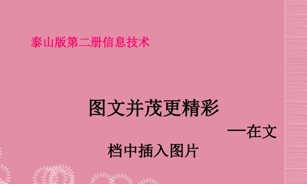 二年级信息技术下册 图文并茂更精彩 2课件 泰山版