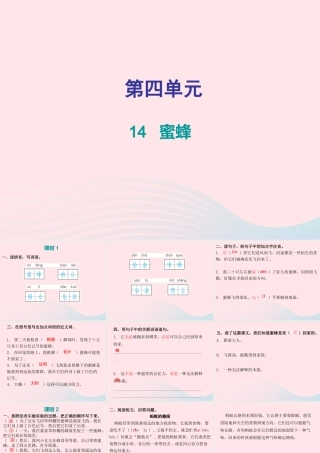 三年级语文下册 第四单元 第14课蜜蜂习题课件 新人教版-新人教版小学三年级下册语文课件